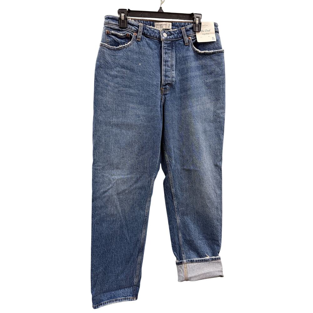 NEW Abercrombie & Fitch The DAD High Rise Curve Love Jeans Button Fly Size 12